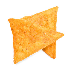 Corn chips on white background