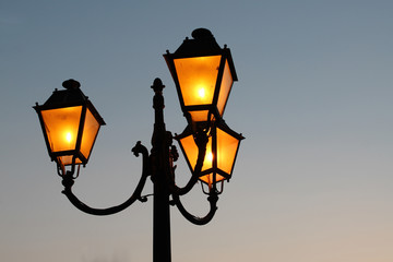 street lamp against the evening sky