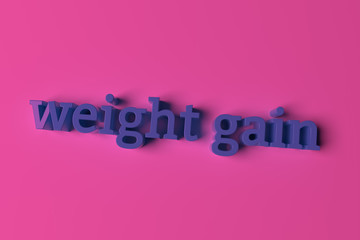 Weight gain, 3D rendering. Typography, CGI, keywords for design texture, background.