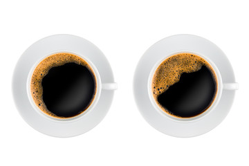 Two cups of coffee top view