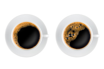 Two cups of coffee top view