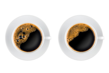 Two cups of coffee top view