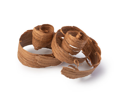 Curled wooden shavings