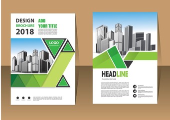 Brochure layout annual report poster flyer with geometric shape