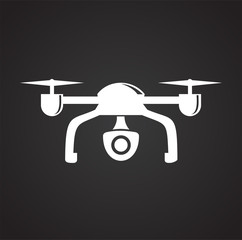 Drone quadcopter icon on black background for graphic and web design, Modern simple vector sign. Internet concept. Trendy symbol for website design web button or mobile app