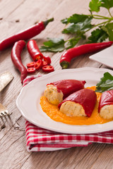 Stuffed piquillo peppers with cod. 