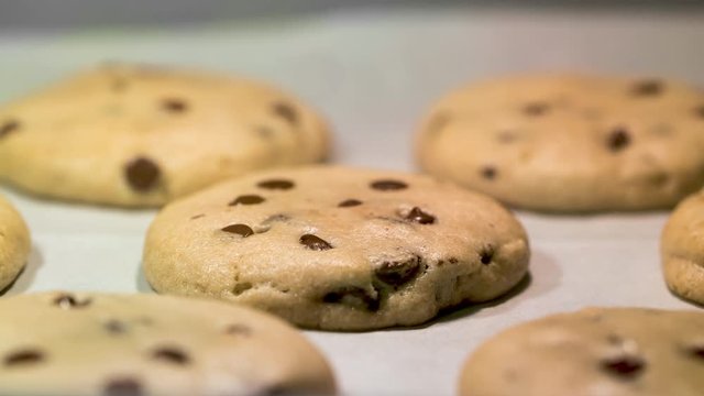 Chocolate Chip Cookies Baking Time Lapse With Camera Panning