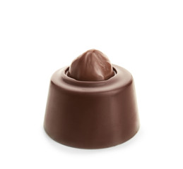 Tasty chocolate candy on white background