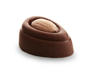 Tasty chocolate candy on white background