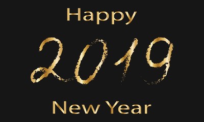 Fototapeta na wymiar 2019 Happy New Year. Golden Text. Vector illustration