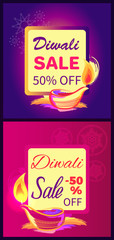 Diwali Sale -50 off Sign Vector Illustration