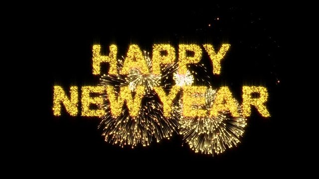 Happy New Year firework with golden glitter stars