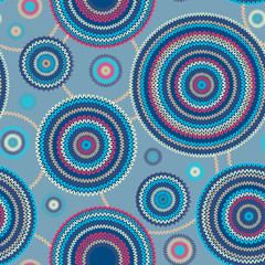 Abstract Seamless Ethnic Style Circle Simple Color Vector Needlework Background