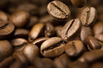 Coffee beans falling