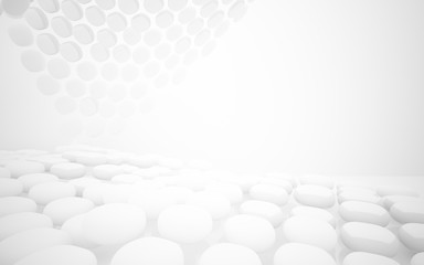 White smooth abstract architectural background whith gray lines . 3D illustration and rendering