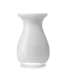 Beautiful ceramic vase on white background