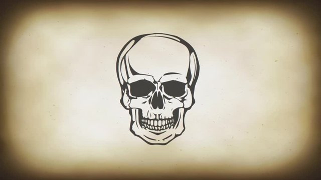 Dead Skull Head Laughing Loop/ Dead Skull Head Laughing Loop/ Animation of a funny cartoon skull head face laughing background loop