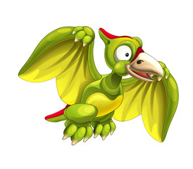 Cartoon dinosaur pterodactyl on white background - illustration for children © honeyflavour