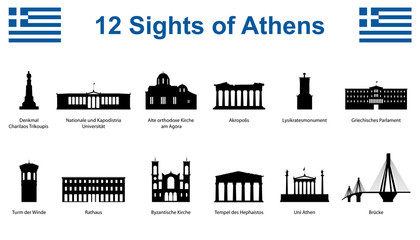 12 Sights of Athen - obrazy, fototapety, plakaty
