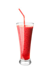 Tasty smoothie on white background