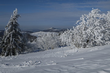 Die Wasserkuppe in der Rhön im Winter, Biosphärenreservat Rhön, Hessen, Deutschland