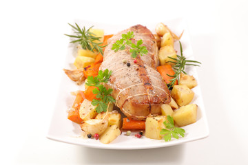 roast meat and vegetable