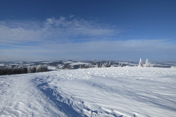 Die Wasserkuppe in der Rhön im Winter, Biosphärenreservat Rhön, Hessen, Deutschland