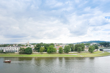 KRAKOW, POLAND - August 27, 2017: street view of downtown Krakow, Poland