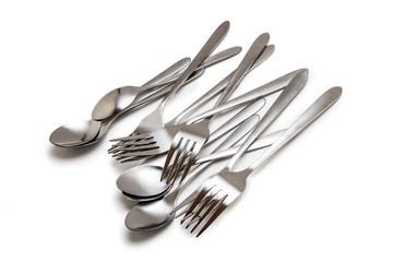 Cutlery on white background