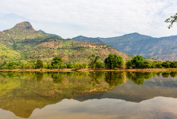 Naklejka na ściany i meble Wild mountains panorama Laos
