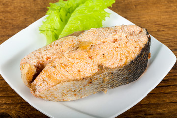 Steamed salmon