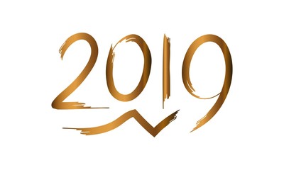 2019 Happy New Year. Golden Text. Vector illustration