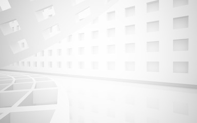 Abstract white interior highlights future. Architectural background. 3D illustration and rendering