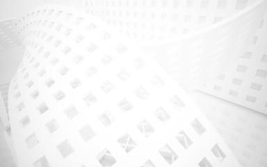 Abstract white interior highlights future. Architectural background. 3D illustration and rendering