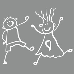 Children playing boy with girl