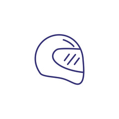 Racing helmet line icon. Headpiece on white background. Sport concept. Vector illustration can be used for topics like sport, races, active lifestyle