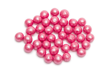 Multi-colored pearls on a white background
