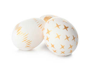 Beautiful Easter eggs on white background