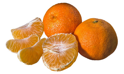 Tangerines and segments  on white