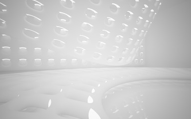 White smooth abstract architectural background whith gray lines . 3D illustration and rendering