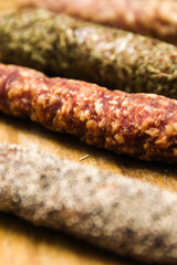Variety of french dried sausages from Auvergne