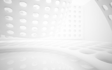 White smooth abstract architectural background whith gray lines . 3D illustration and rendering