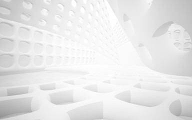White smooth abstract architectural background whith gray lines . 3D illustration and rendering