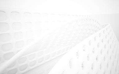 White smooth abstract architectural background whith gray lines . 3D illustration and rendering