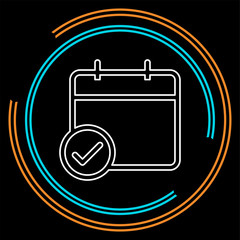 calendar checkmark icon, vector event symbol, day or month icon