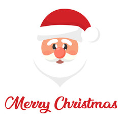 cartoon christmas santa claus head and christmas text
