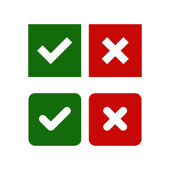 Fototapeta premium Green check mark and red cross icons
