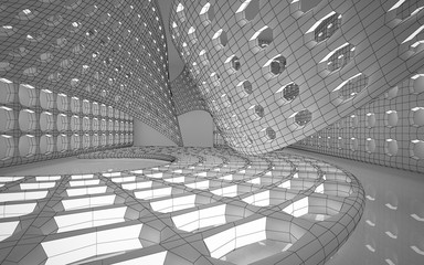 Obraz premium Abstract white interior highlights future. Polygon drawing. Architectural background. 3D illustration and rendering