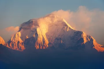Papier peint photo autocollant rond Dhaulagiri Morning view of Mount Dhaulagiri from Poon Hill