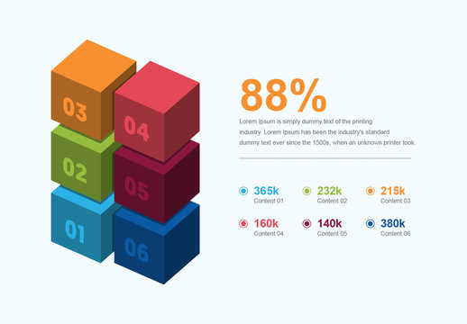 Infographic Layout with Multicolored Cube Elements